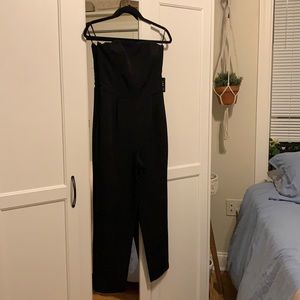 Black Pant Strapless Romper NWT